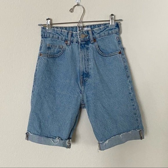 Zara Women Join Life Premium 90s Bermuda High Waist Denim Jeans Shorts US 0 - Picture 3 of 11
